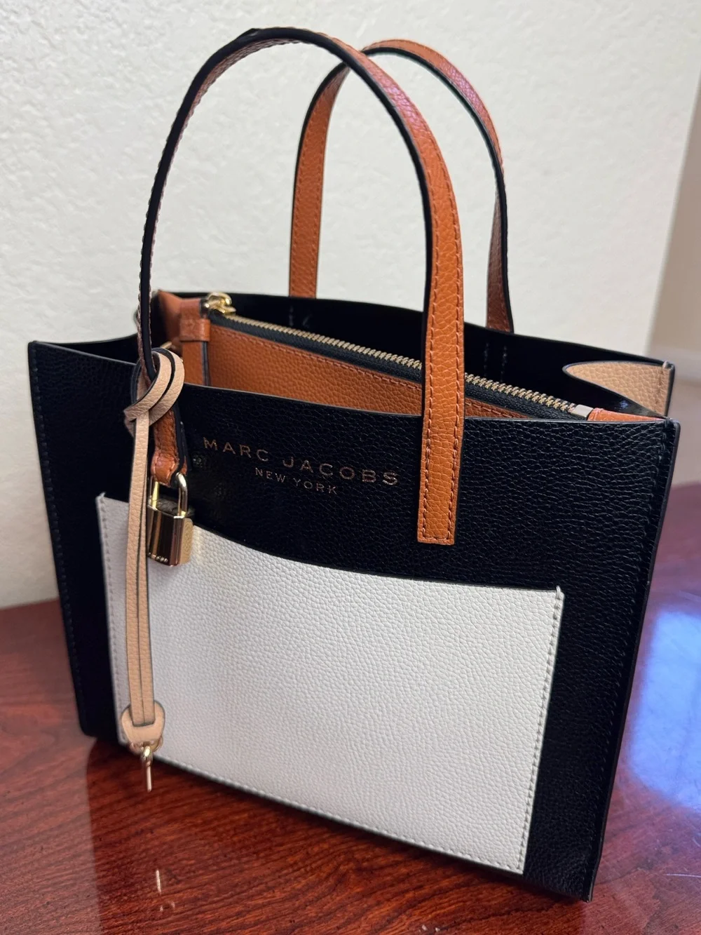 Marc Jacobs Black, White & Tan Colorblock Satchel